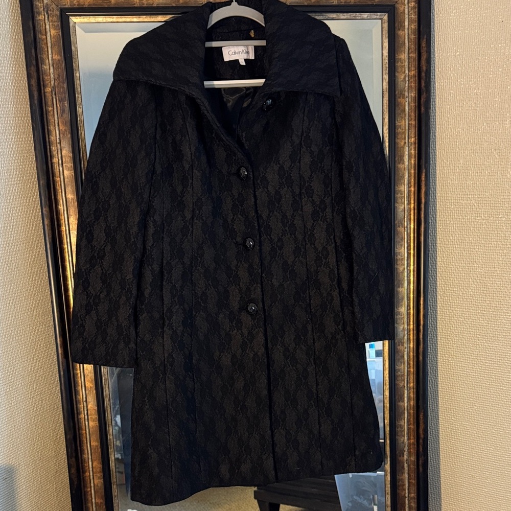 Calvin Klein Black Textured Trench Coat